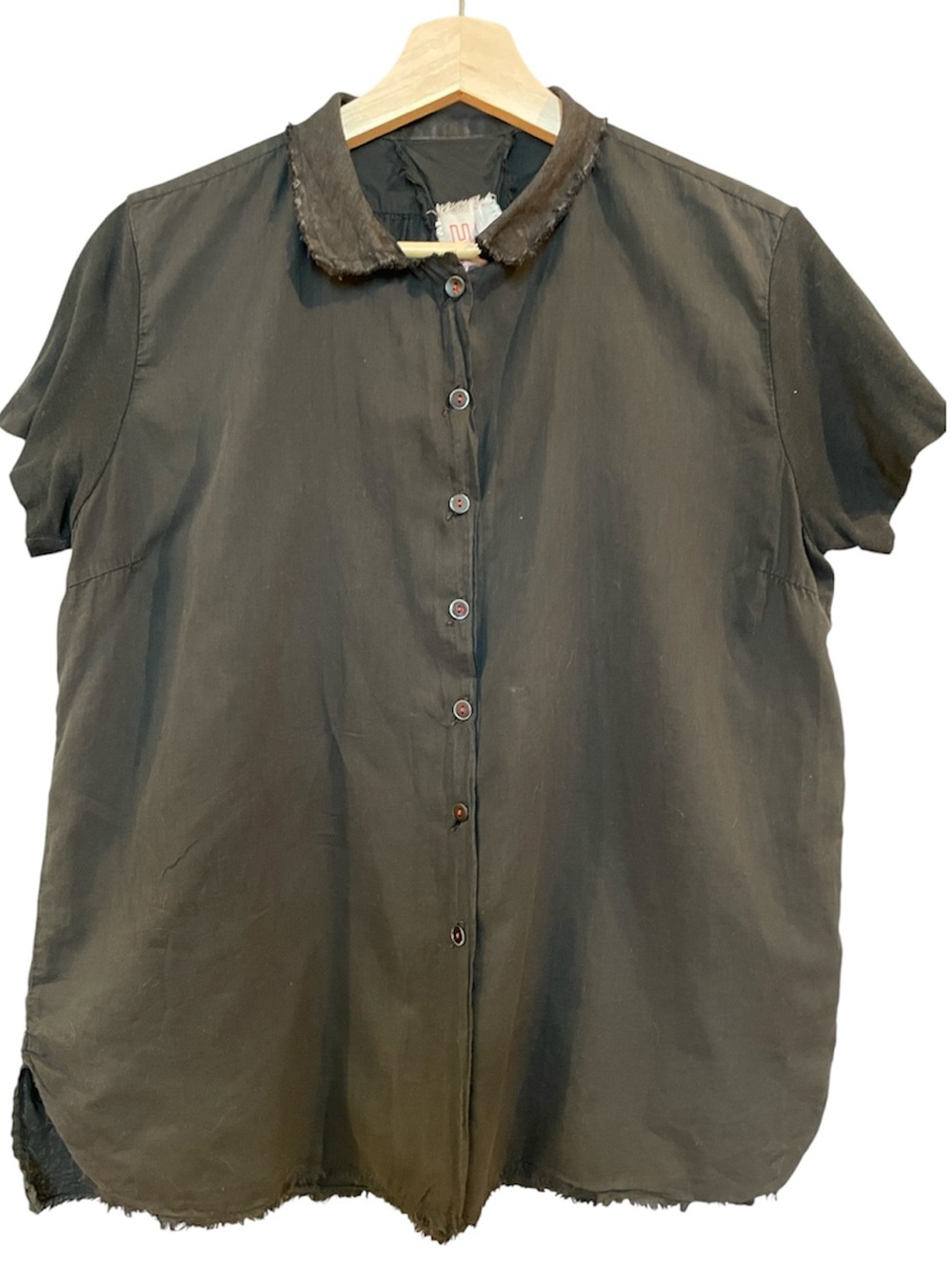 Hannoh Wessel Clelia shirt black size 38 mixed material lagenlook